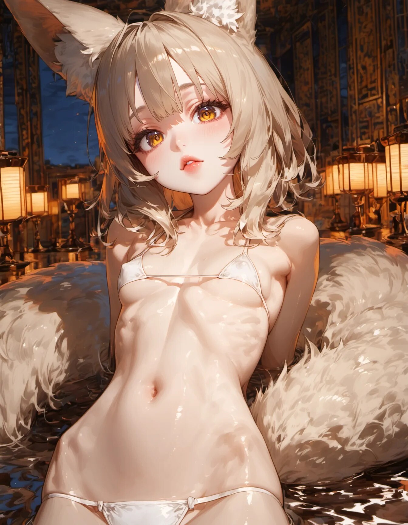 Lantern Glow and White Fur