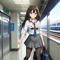 列車待ちのしぶりん(PixAI版) 3枚目
