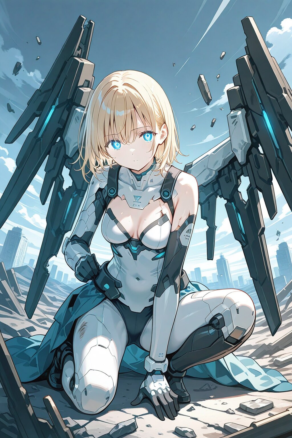 片膝を付くメカ娘