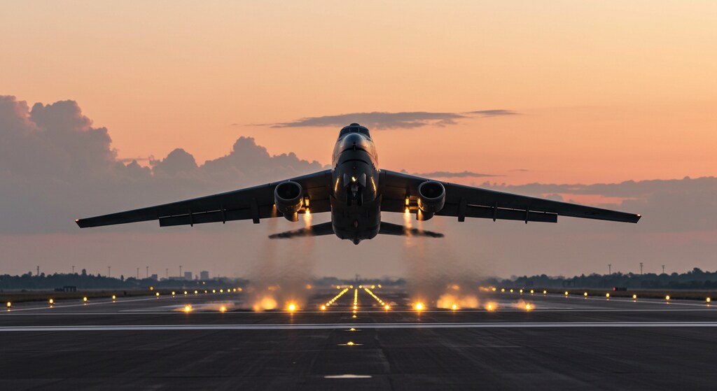 魔王軍の敵陣に向かって戦略爆撃機が離陸