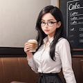 カフェに来た黒髪女子高生 2枚目