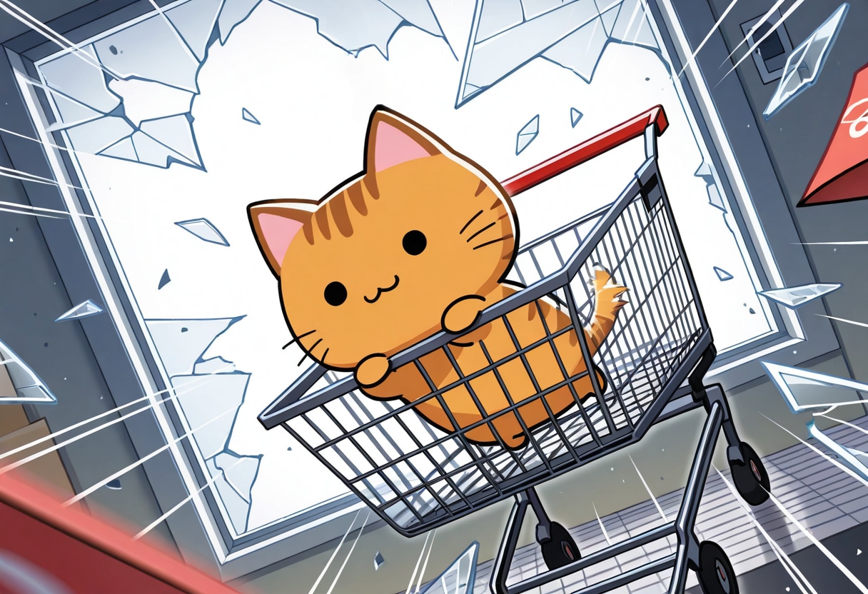 ショッピングカートでダイブしてしまいよった猫 | の人気AIイラスト・グラビア