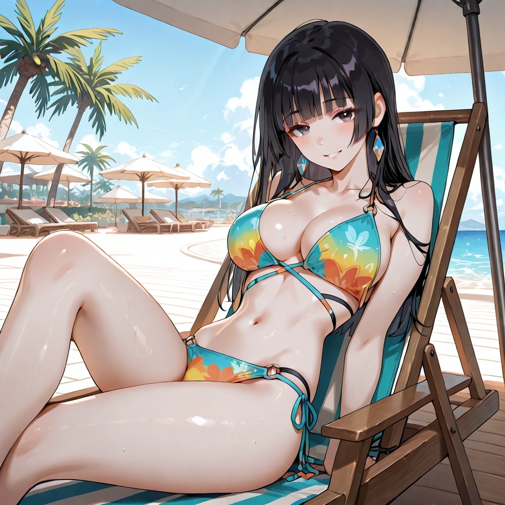 この後、日焼け止めを塗ってくださらない？邪魔にならないように、全部脱ぎますから♡