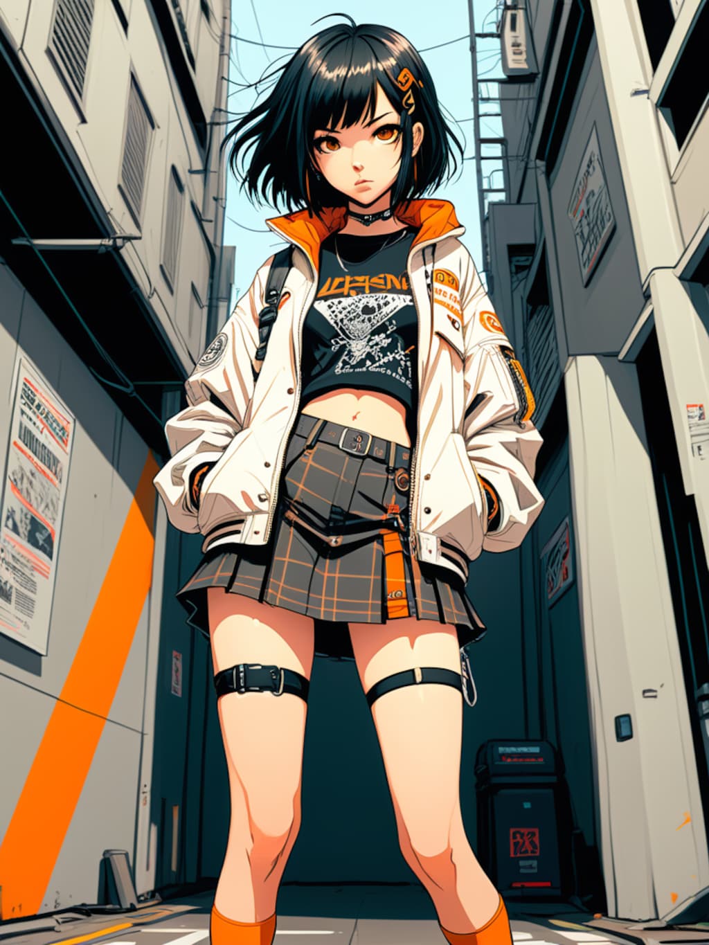 orange cyberpunk girl
