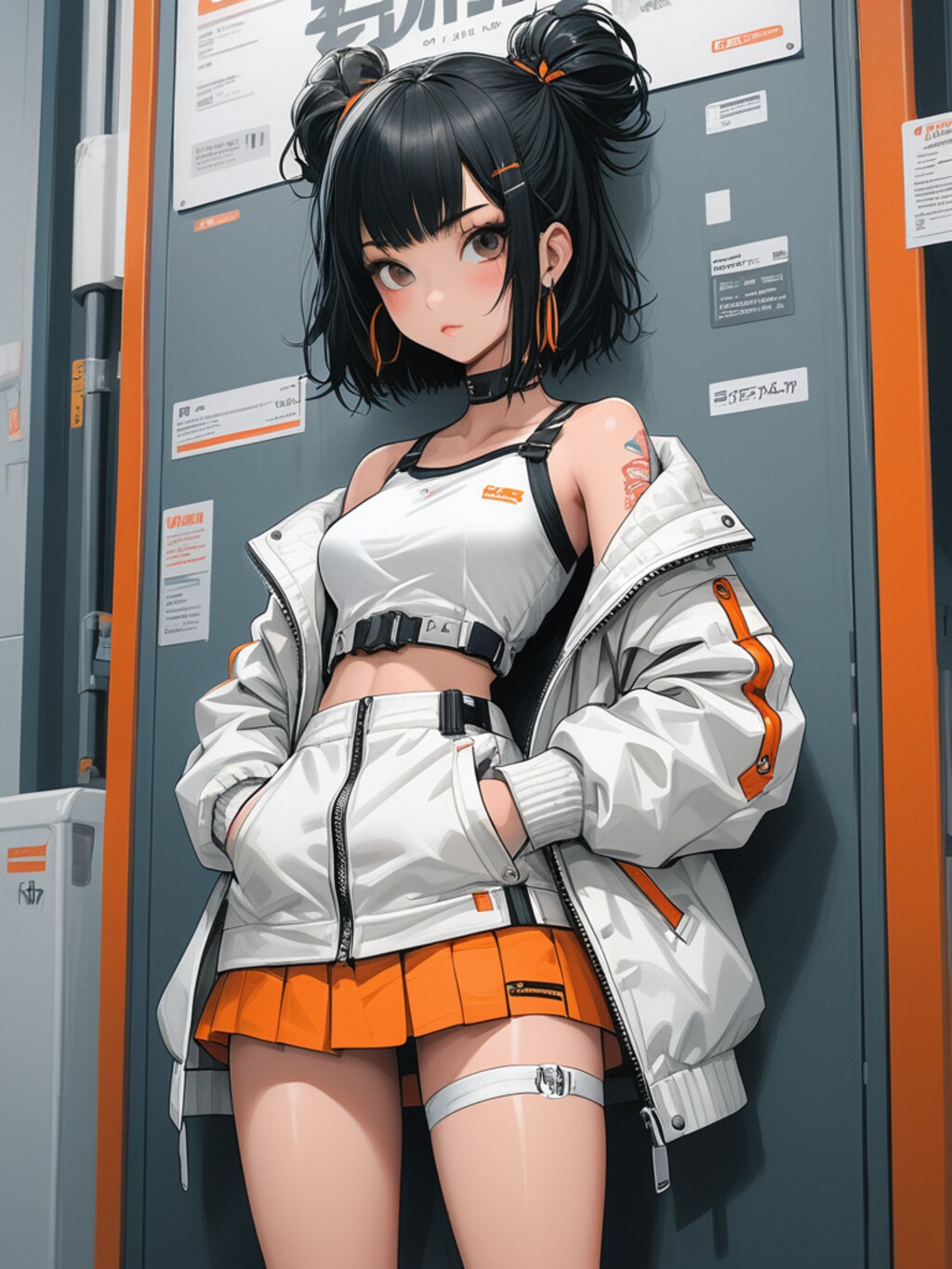 orange cyberpunk girl