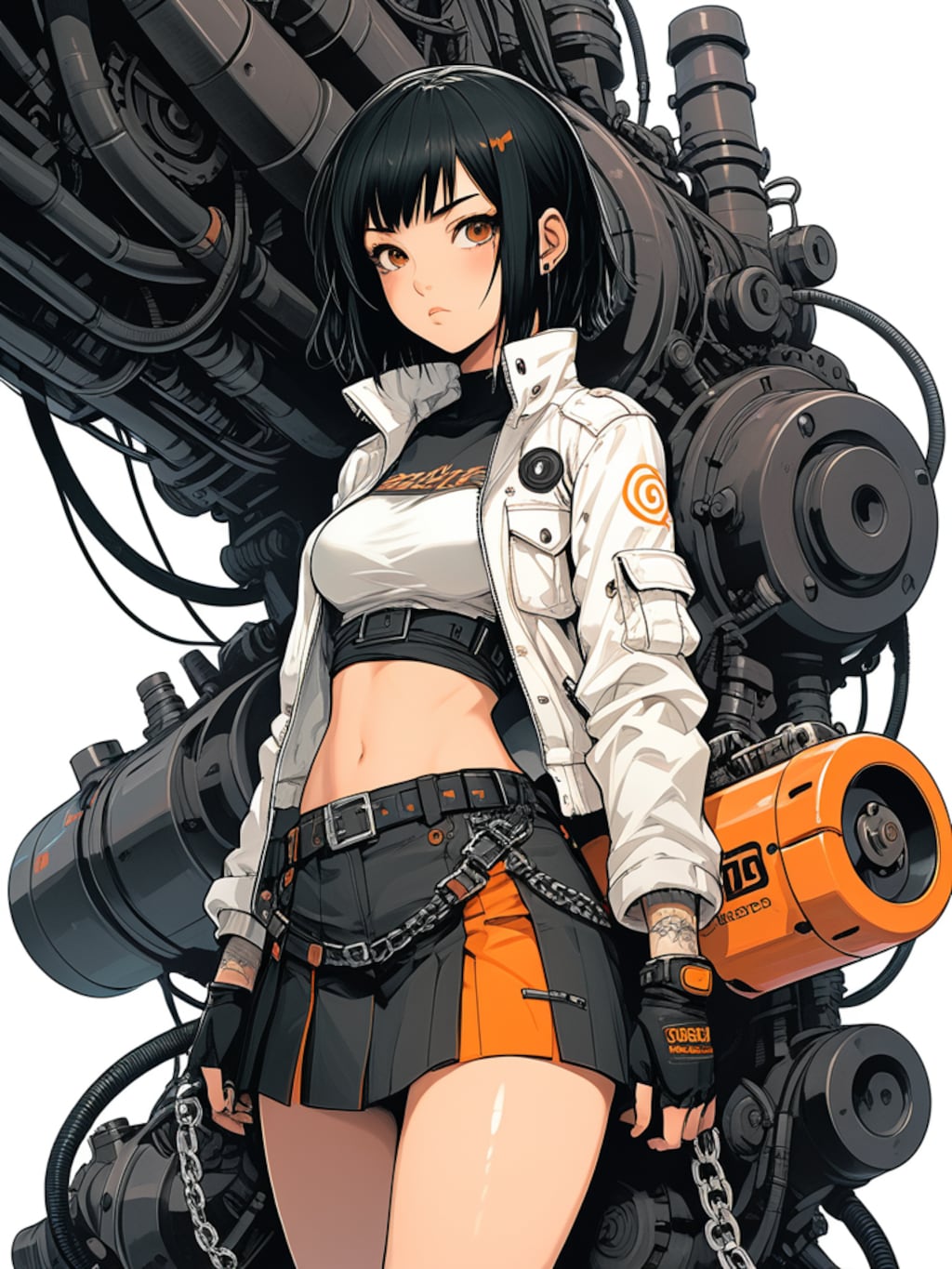 orange cyberpunk girl