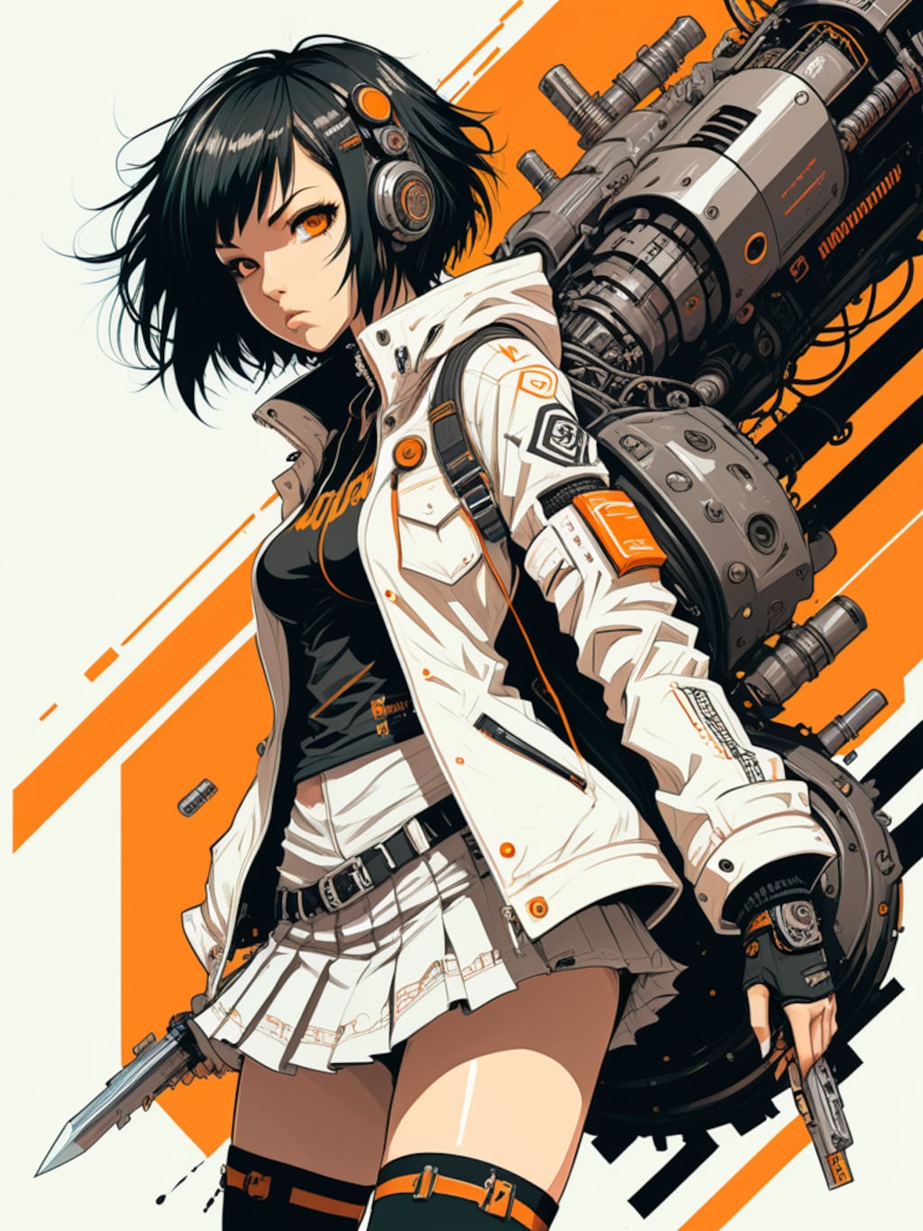 orange cyberpunk girl