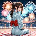 お兄ちゃん、花火綺麗だね！ 2枚目