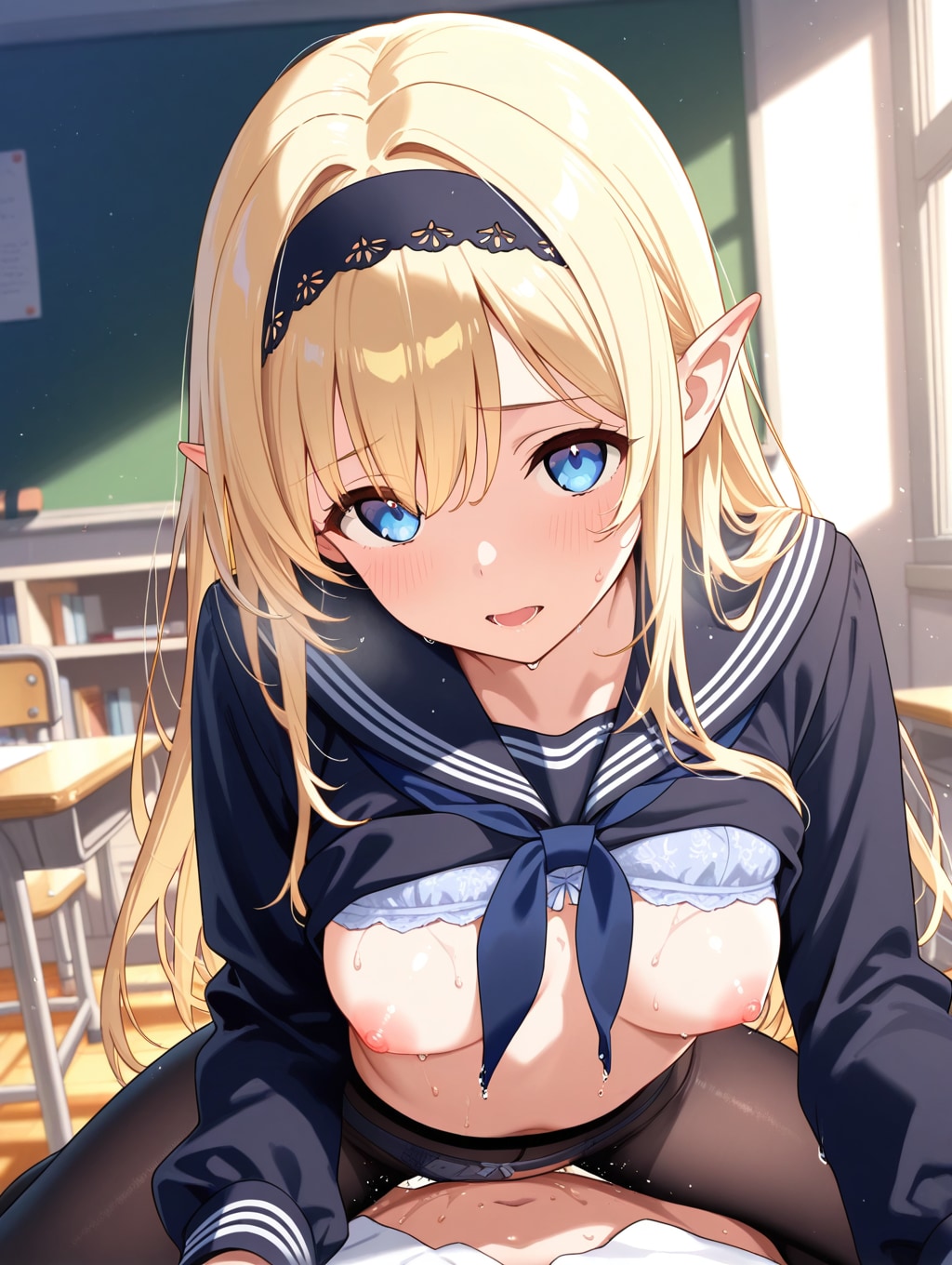 金髪 エルフ セーラー服３
