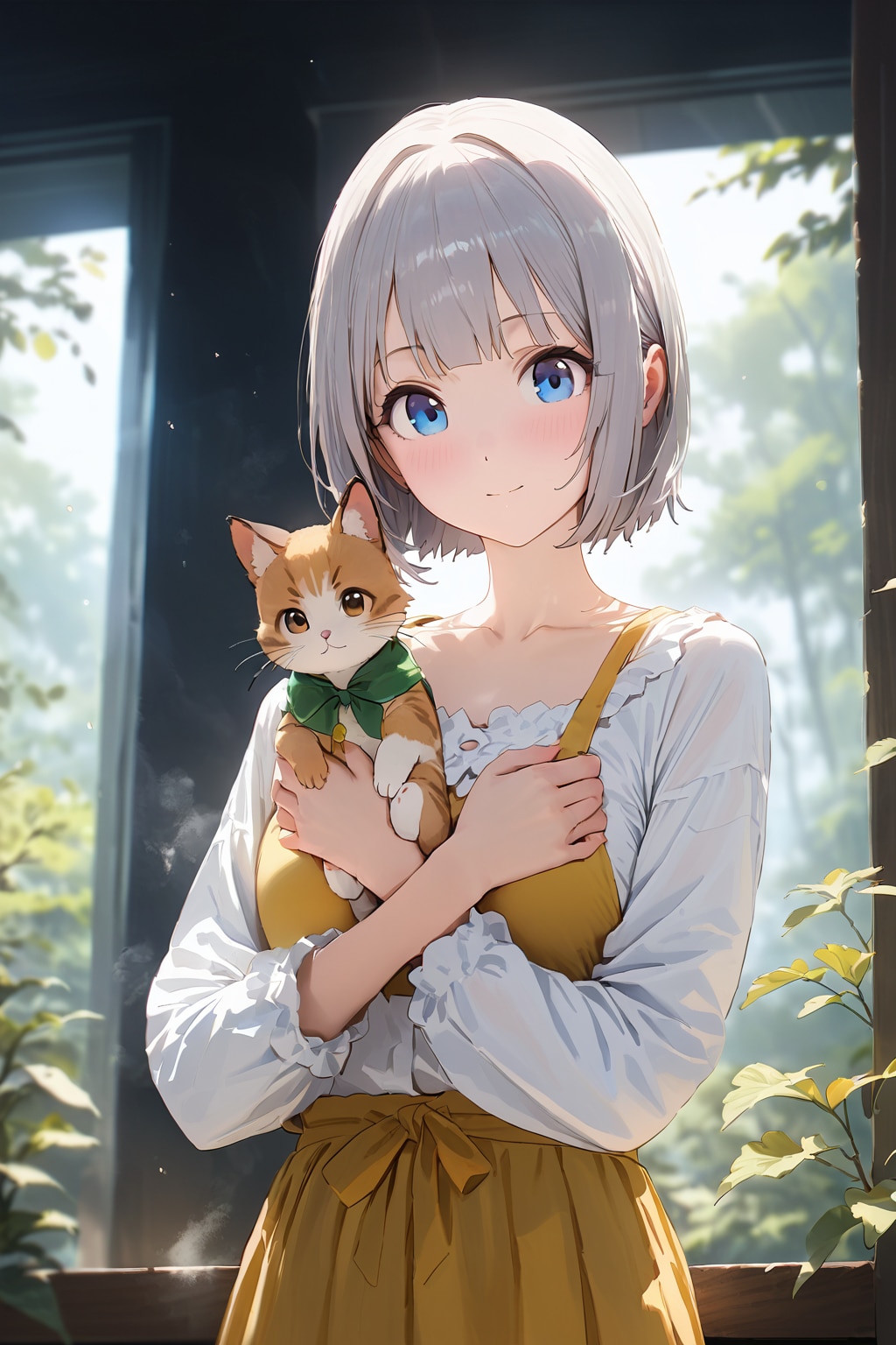 ボブキャットを抱くボブカット娘 | の人気AIイラスト・グラビア