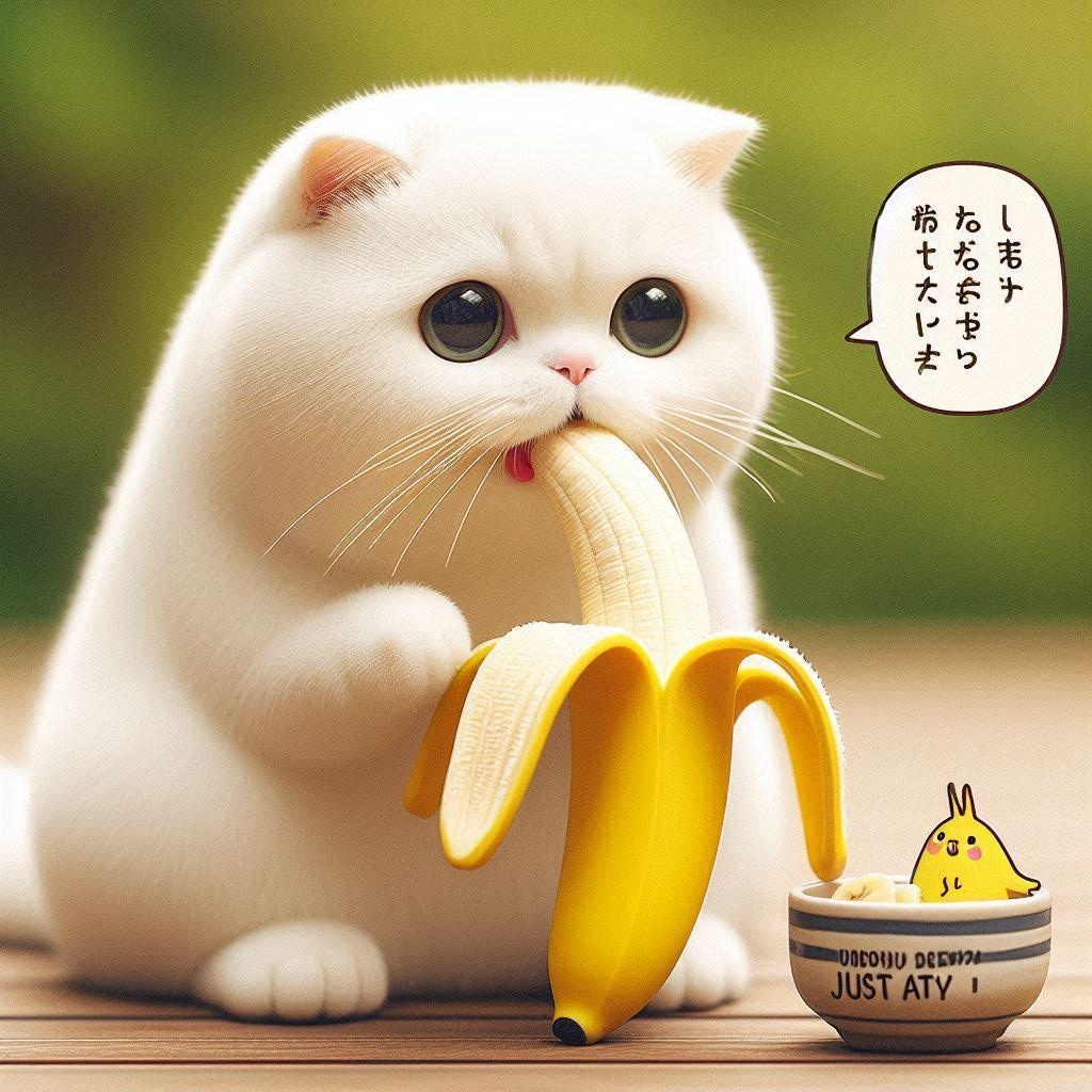 ただのねこがバナナを食べる