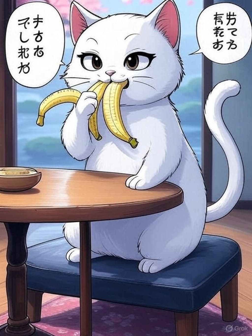 ただのねこがバナナを食べる