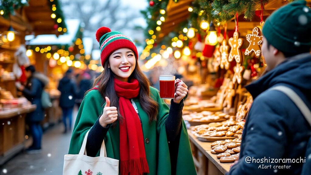 クリスマスマーケットの幸せな瞬間