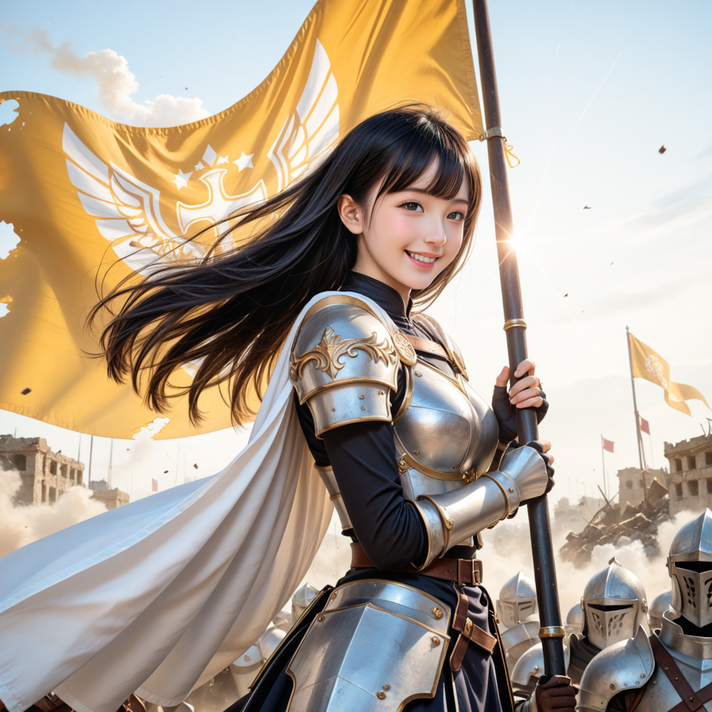 ナイトちゃん　旗を掲げる