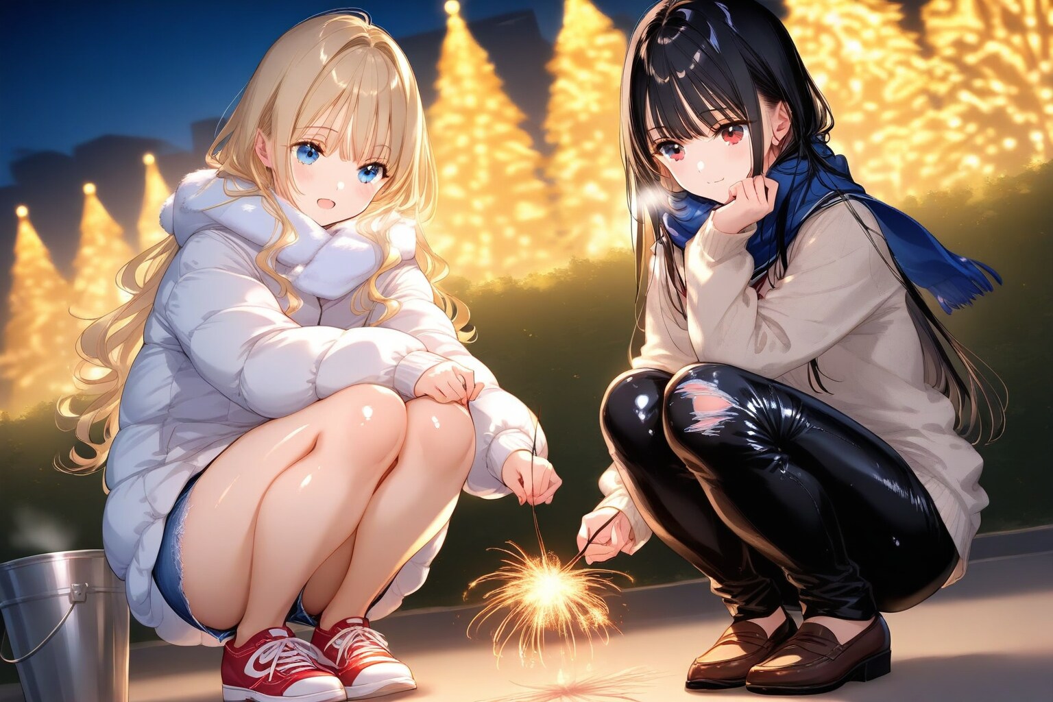 冬の線香花火 | の人気AIイラスト・グラビア