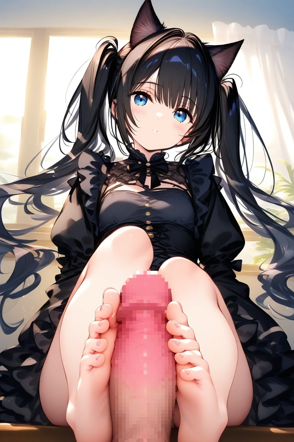 無垢な黒髪ロングの女の子に足コキしてもらったよ♡