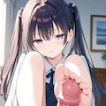 無垢な黒髪ロングの女の子に足コキしてもらったよ♡ 2枚目