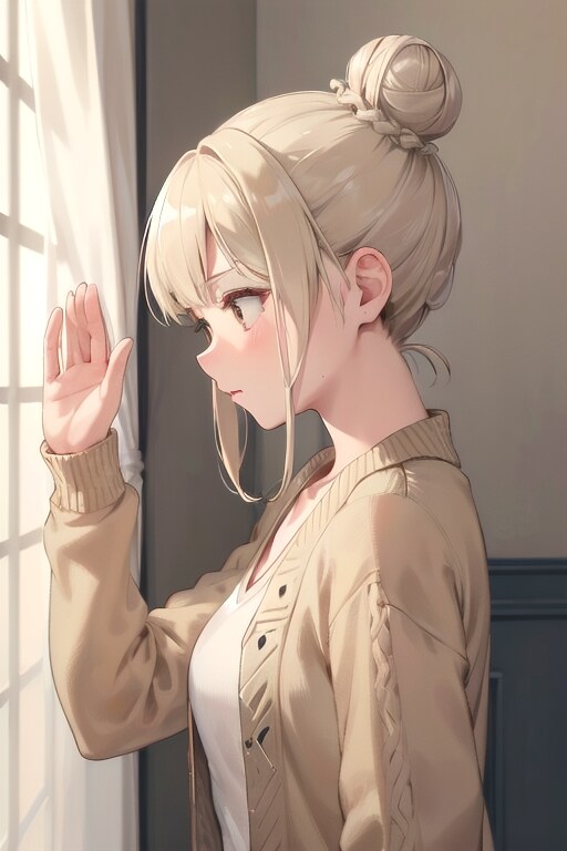 なにかを眺める女性