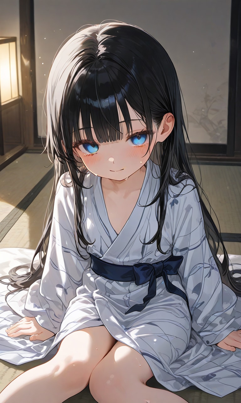 黒髪ロリロング浴衣
