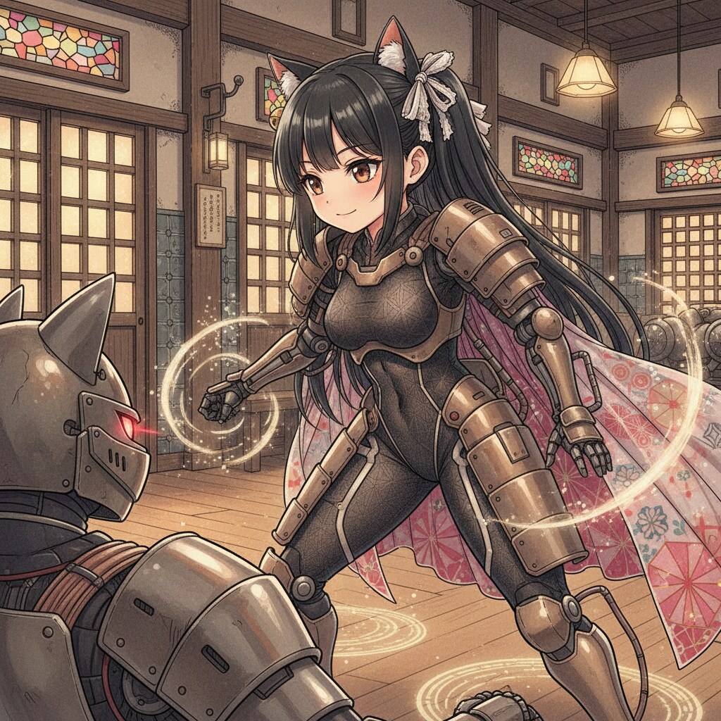 黒ツイにゃん。戦闘訓練