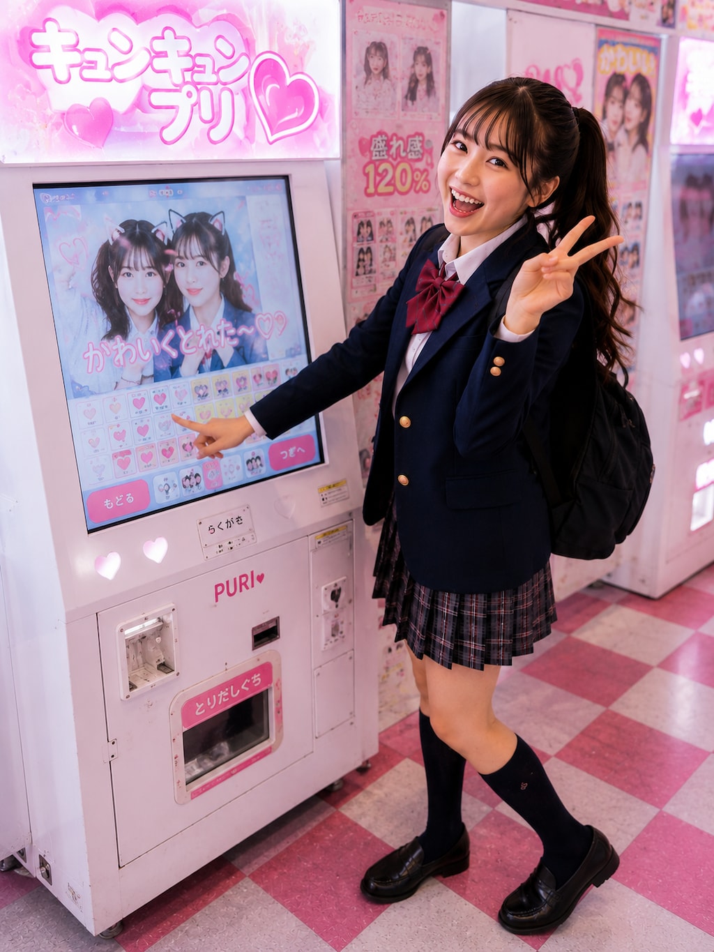 ゲームセンターで遊ぶ女の子