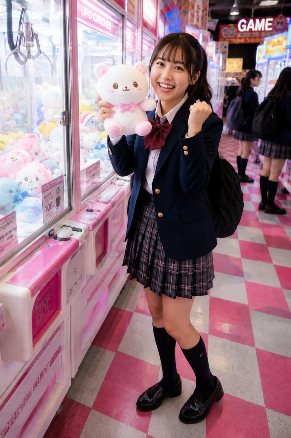 ゲームセンターで遊ぶ女の子