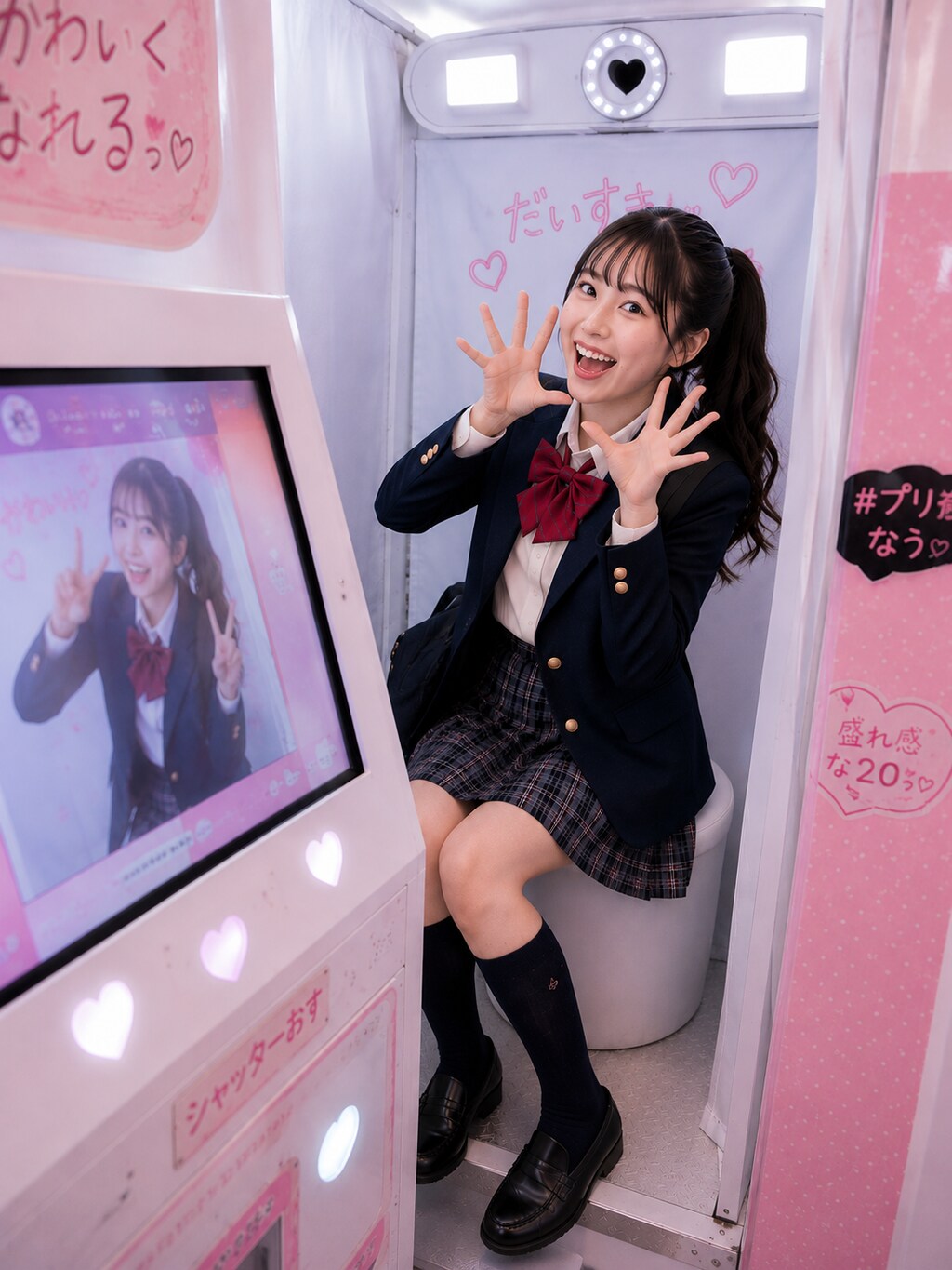 ゲームセンターで遊ぶ女の子