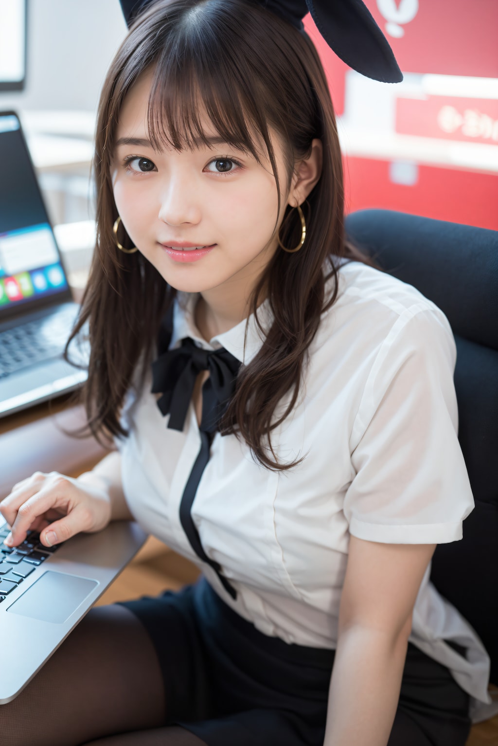 バニーガール姿でお仕事 4