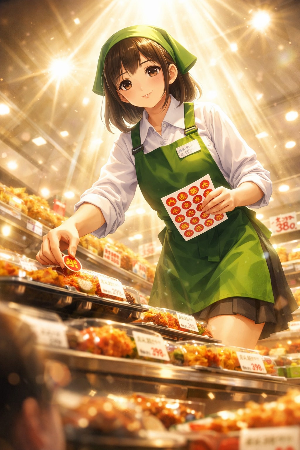 半額シールを貼っています