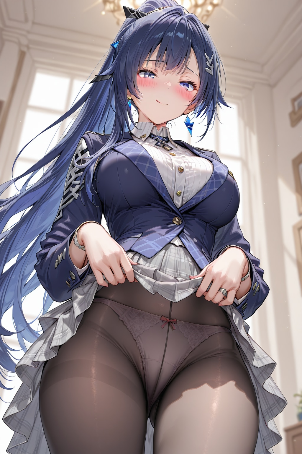 パンストたくしあげパンチラ