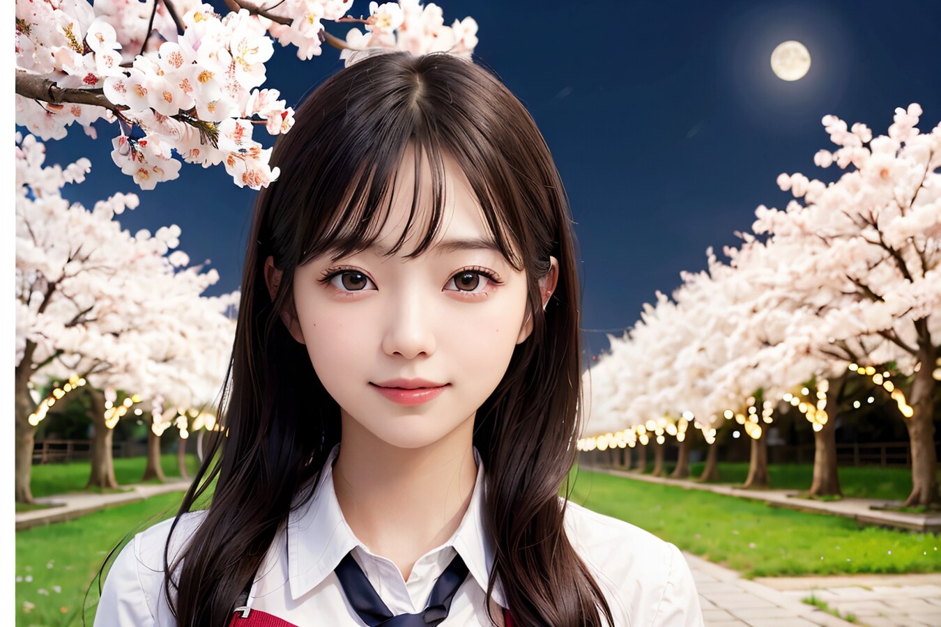 夜桜と月と陽菜
