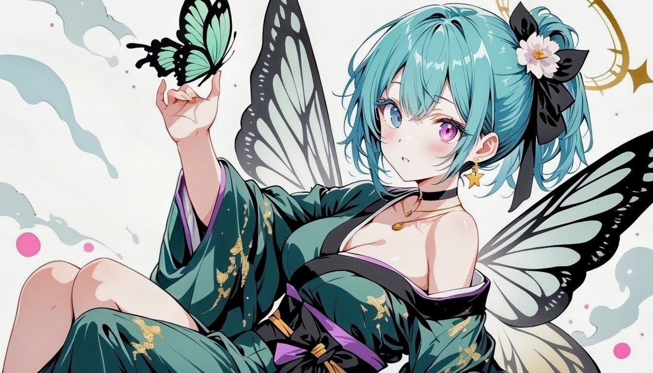 墨彩画×金泥・四季の花・着物 | の人気AIイラスト・グラビア