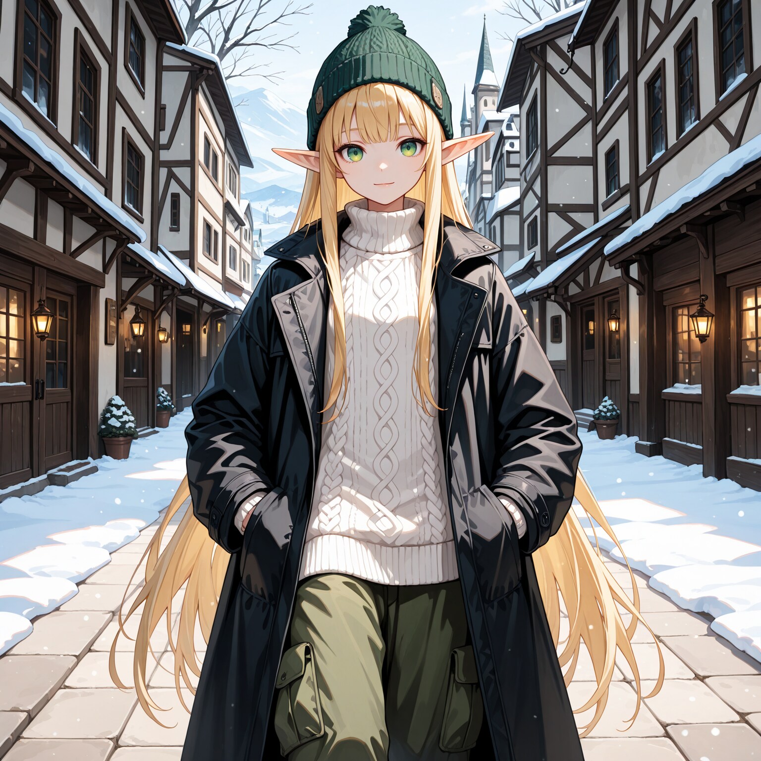 ニット衣装とエルフ魔女さん | の人気AIイラスト・グラビア