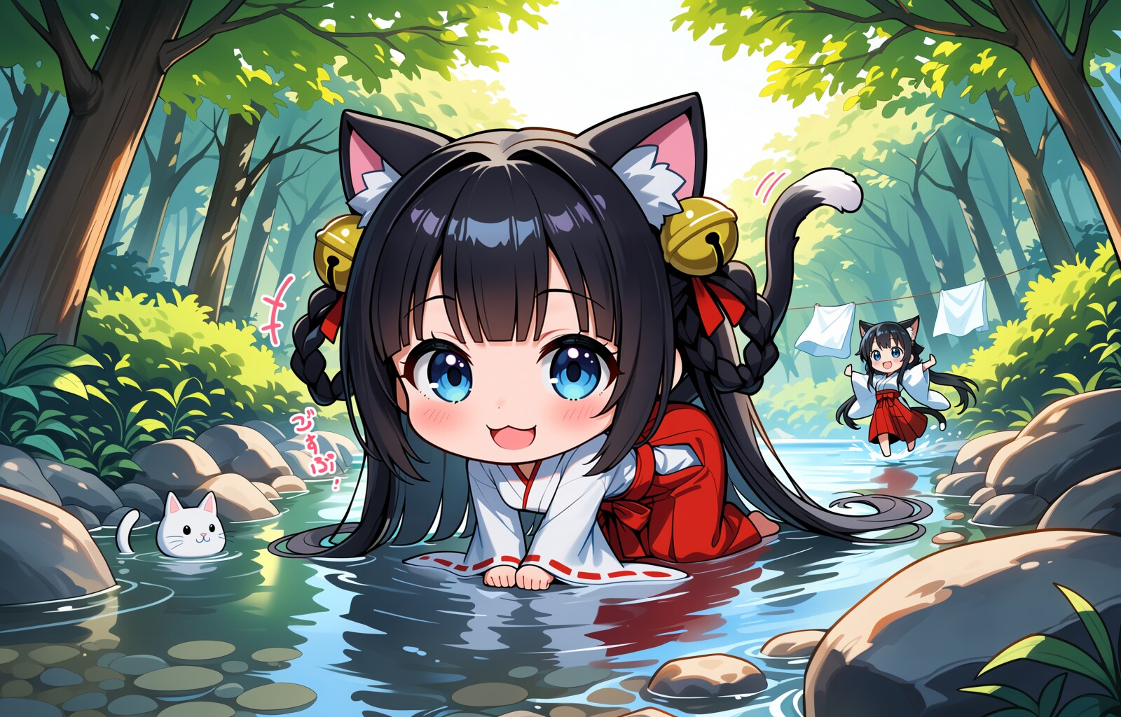 ねこ巫女洗濯中（82/100） | の人気AIイラスト・グラビア