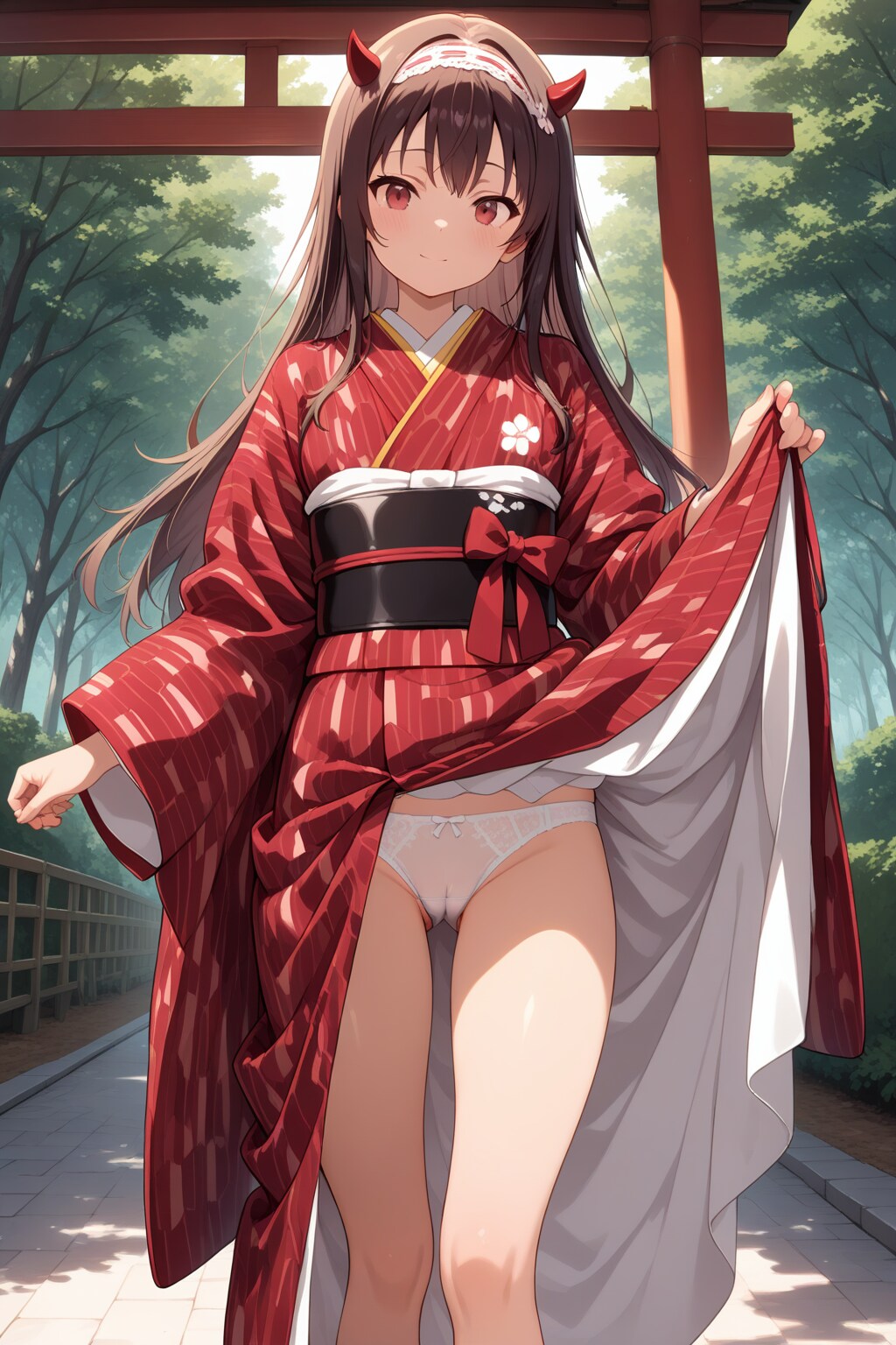 鬼コスでパンチラ
