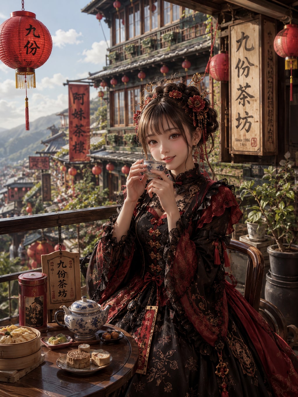 台湾の九份茶房（2Dと2.5D）