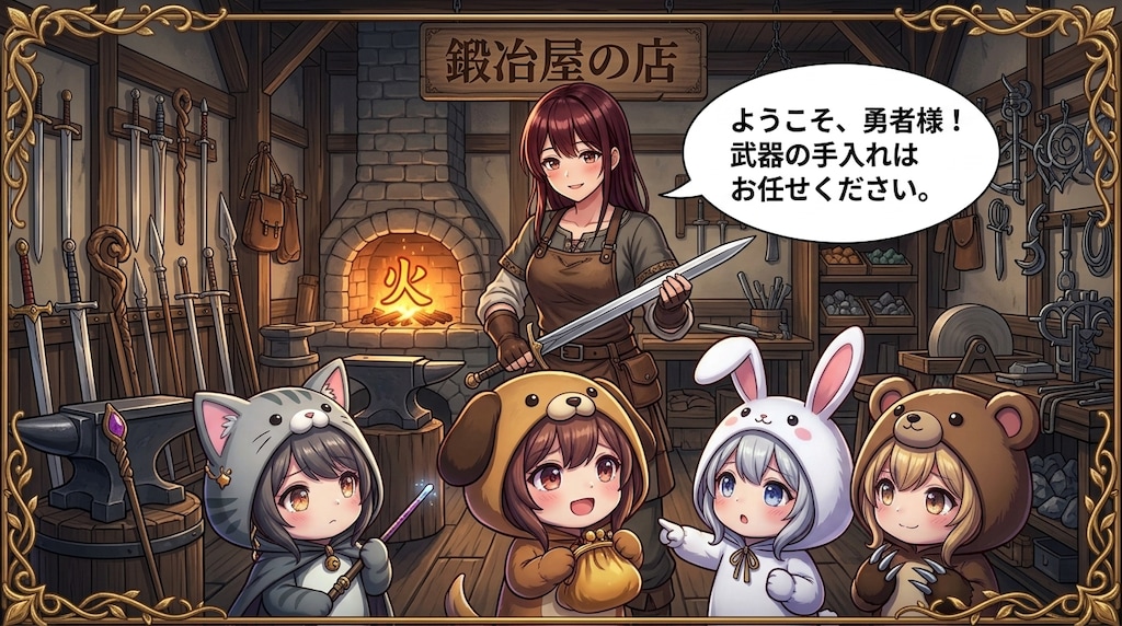 【KIGURUMI QUEST＃６】鍛冶屋で武器の手入れ