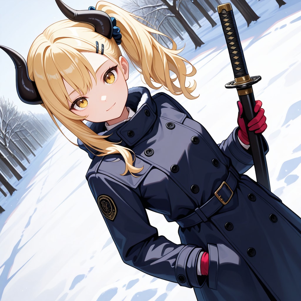 雪とコートと女鬼高生さん