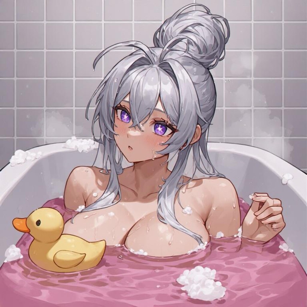 入浴中の銀髪ちゃん