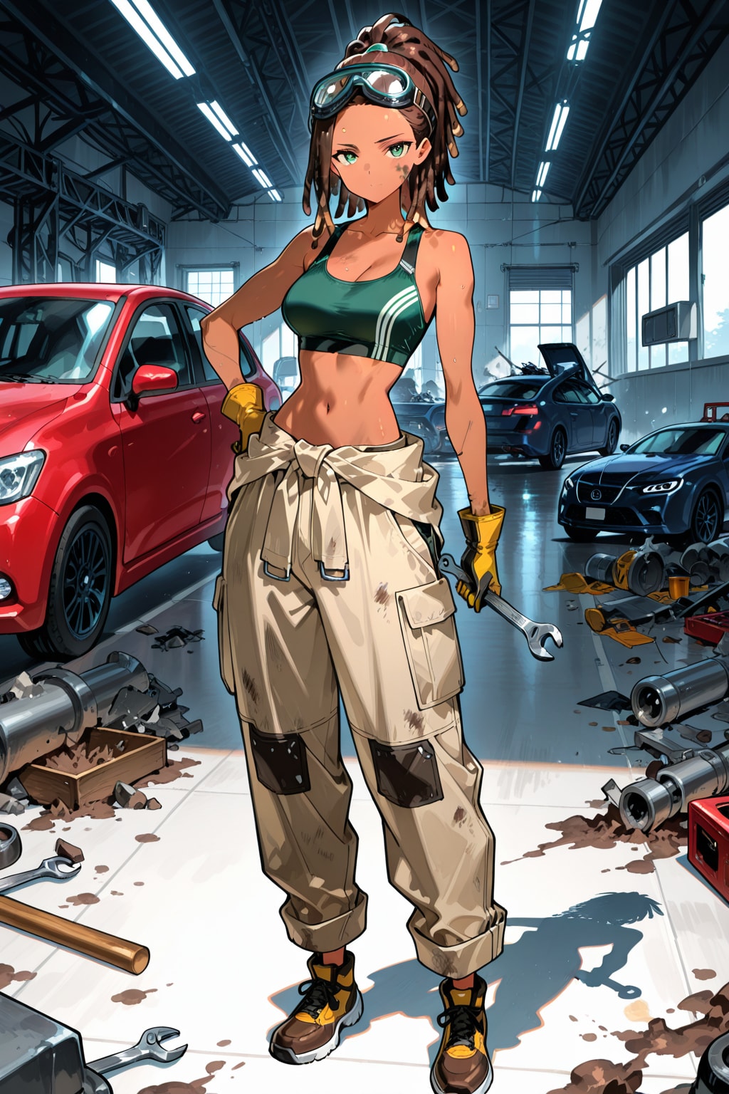 町の褐色メカニックガール | の人気AIイラスト・グラビア