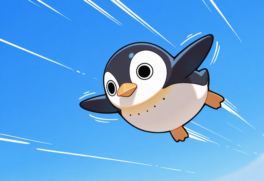 気合で空飛ぶえらいこっちゃペンギン