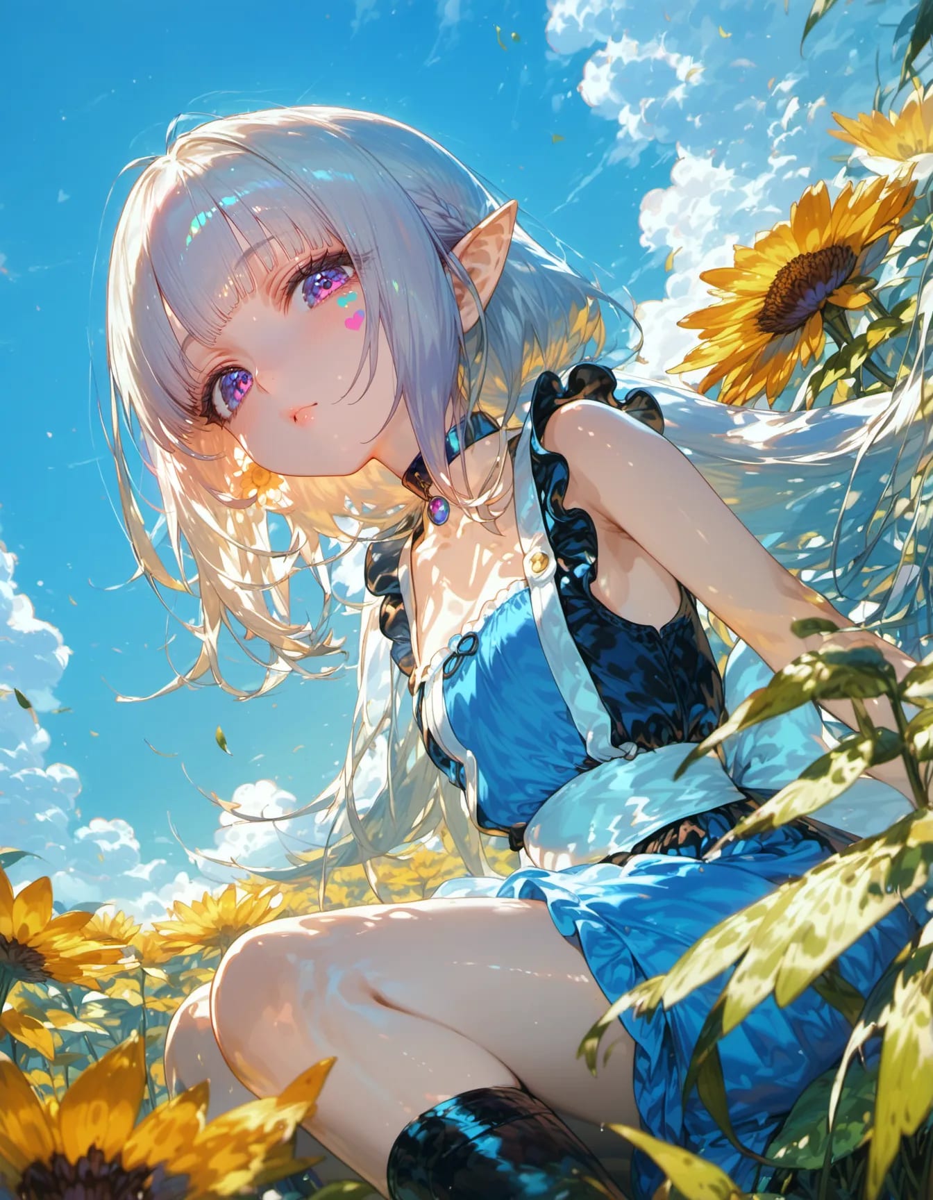 Sunflowers That Follow Her Gaze