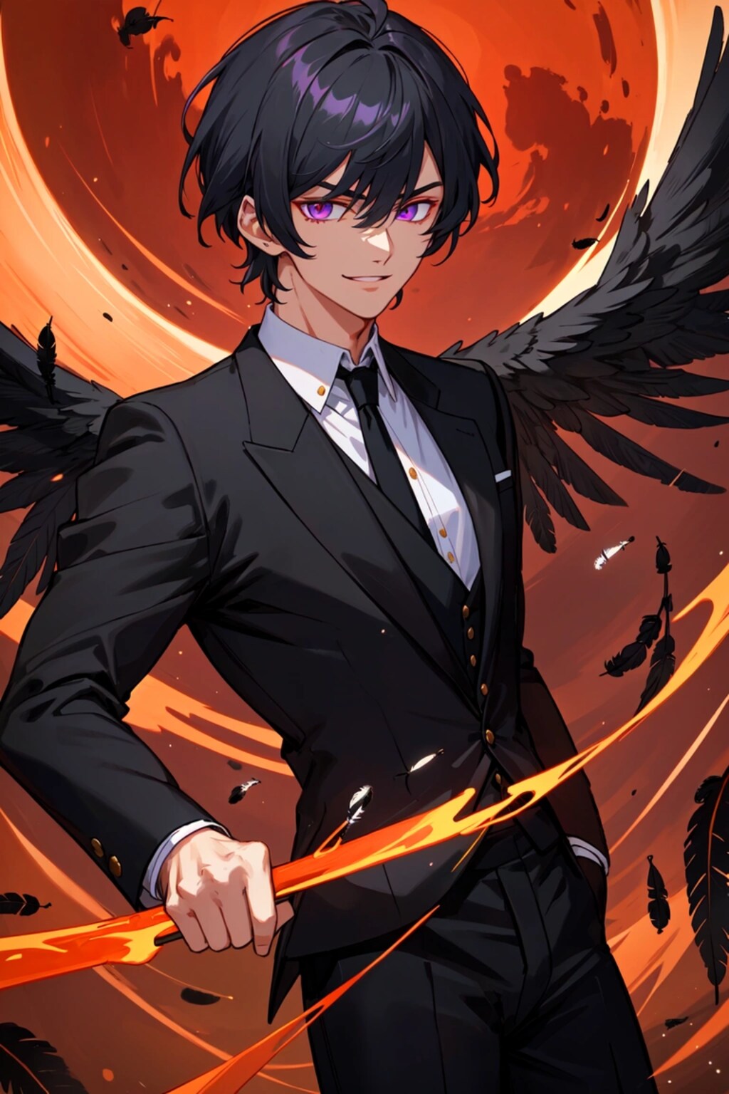 ラスボスな、黒翼な黒髪短髪男性…！！その1(12枚)