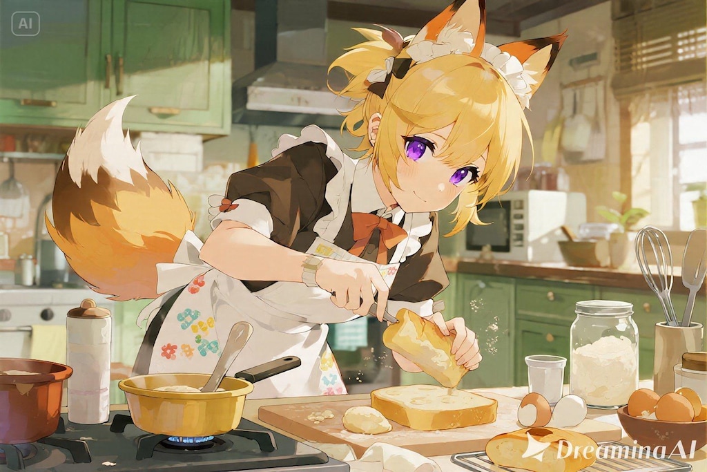 パンを焼くクレアちゃん