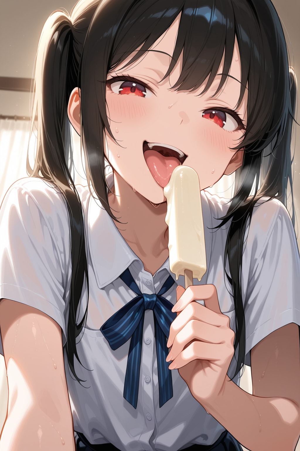 まだ暑いのでアイスを食べる凛ちゃん