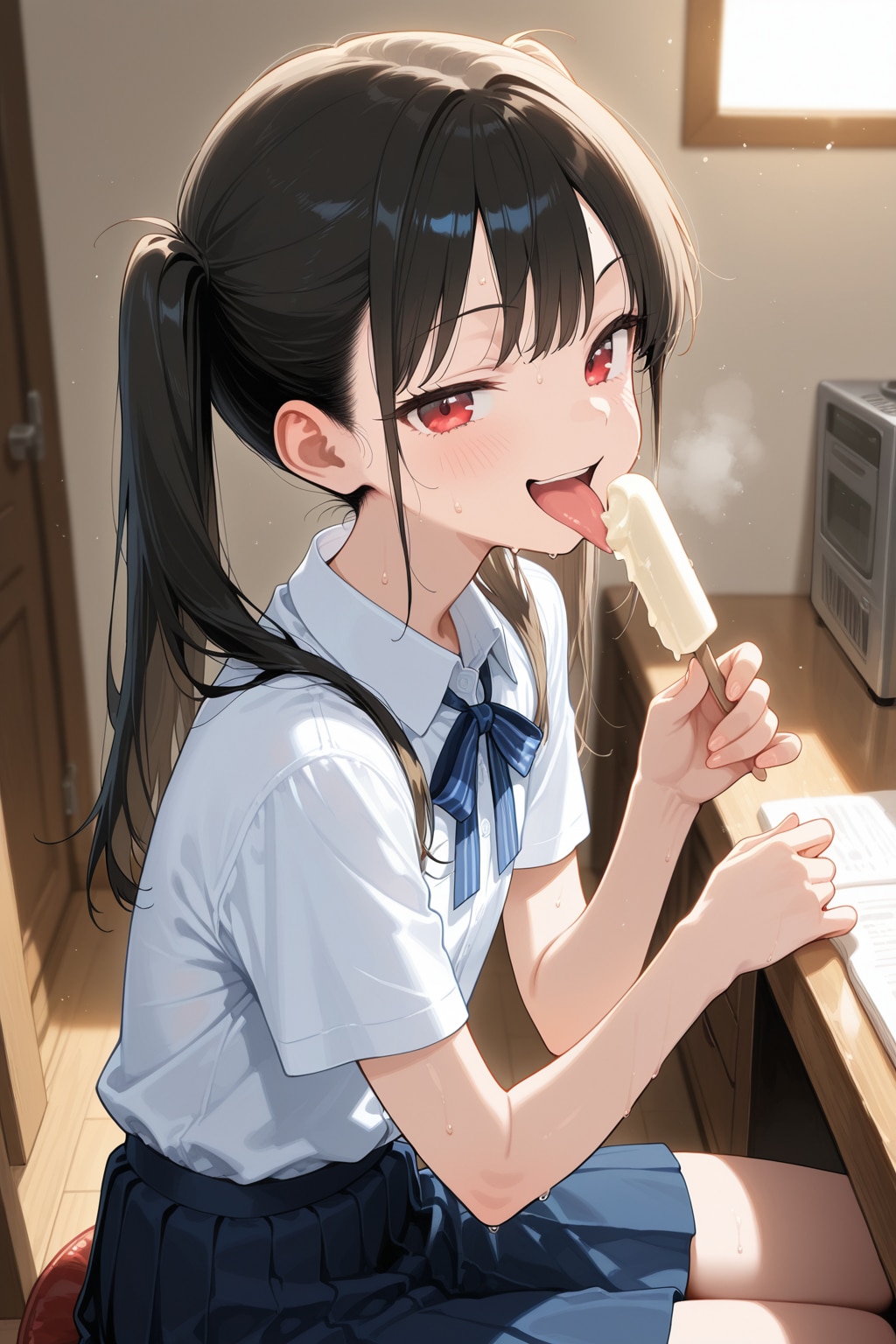 まだ暑いのでアイスを食べる凛ちゃん