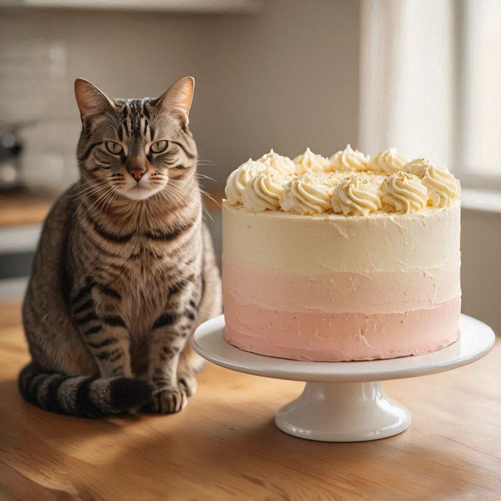 ホールケーキと猫