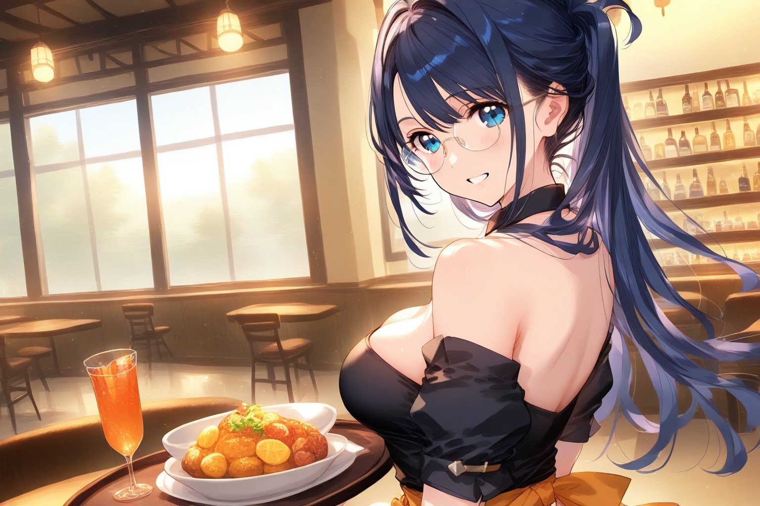メガネをかけたウェイトレスさん　Ver.04