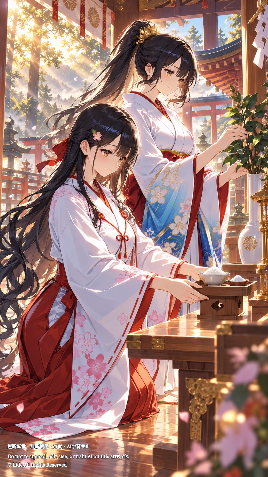 🌸 朝の神前、ふたりでお仕え | の人気AIイラスト・グラビア