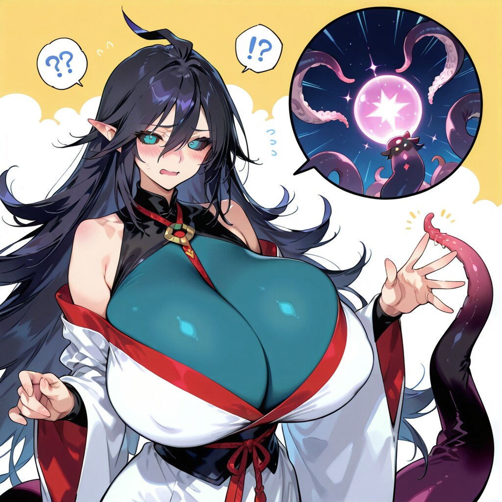 爆乳魔族美人さん、自身の操る触手であらぬ疑いをかけられちゃった？
